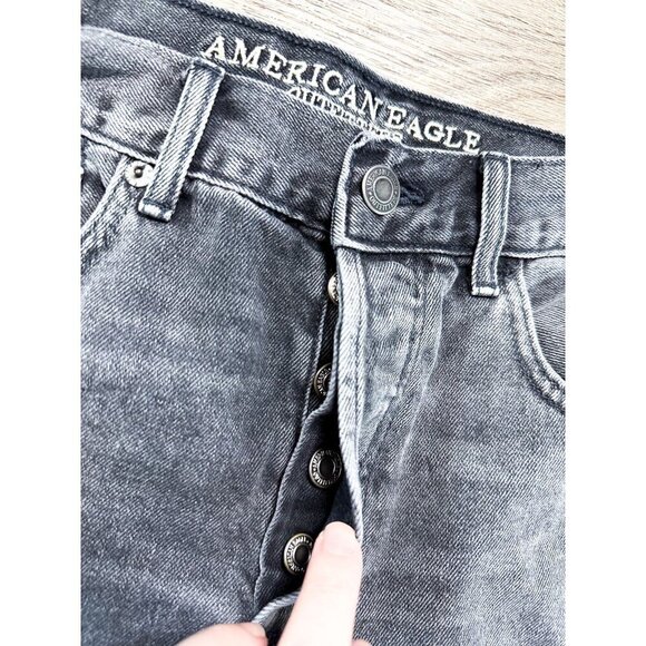 American Eagle Cut Off Hi Rise Girlfriend Denim Shorts 2 Black Womens - Picture 12 of 14